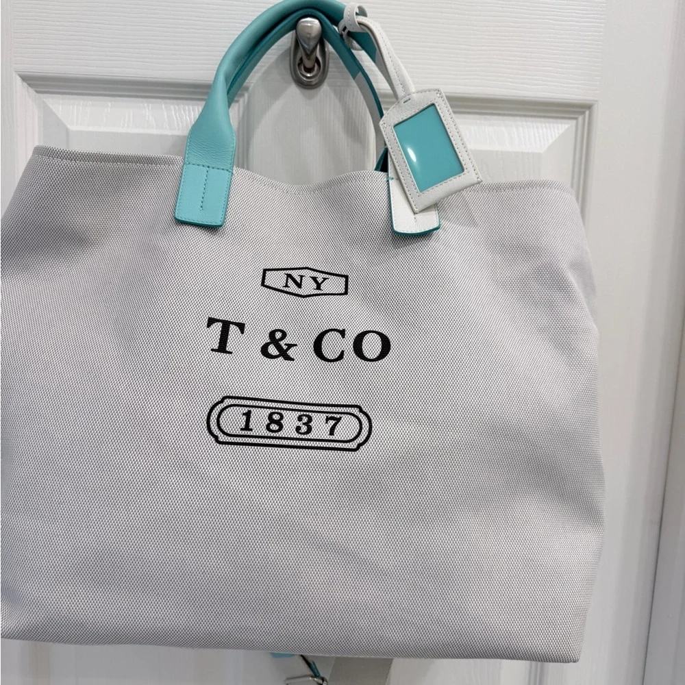 Tiffany & Co. Silver Large Canvas Tote - Picture 1 of 7